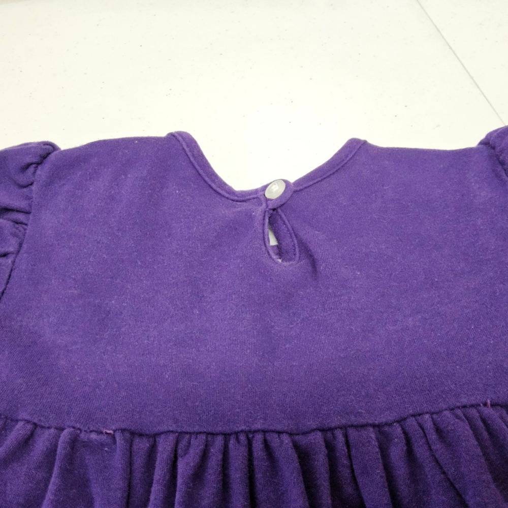 Firefly Lane Mardi Gras Dress Baby Girl 9M Purple Smocked Fleur-de-lis Rickrack - Picture 4 of 6